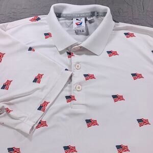 Volition America Shirt Men Golf Puma American Flag All Over Print Small Athletic